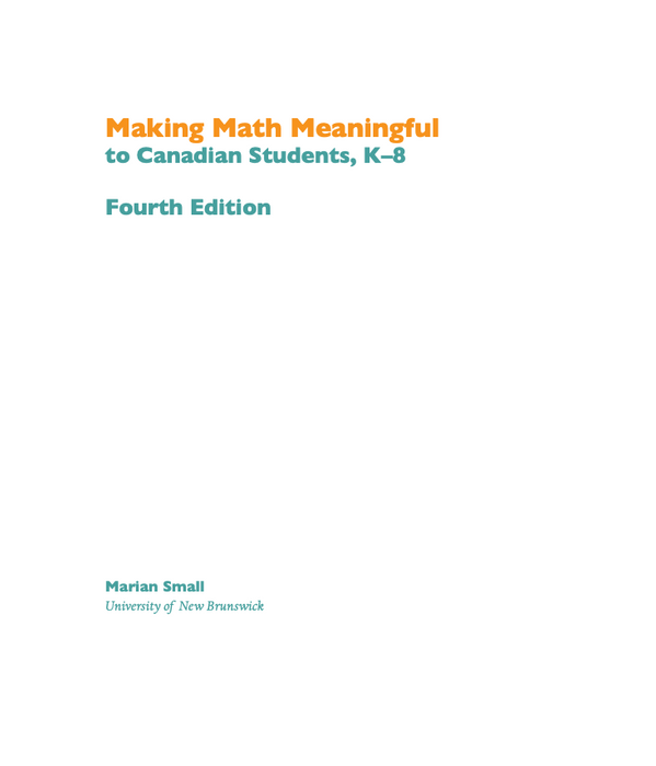Making Math Meaningful to Canadian Students, K-8, 4th Edition